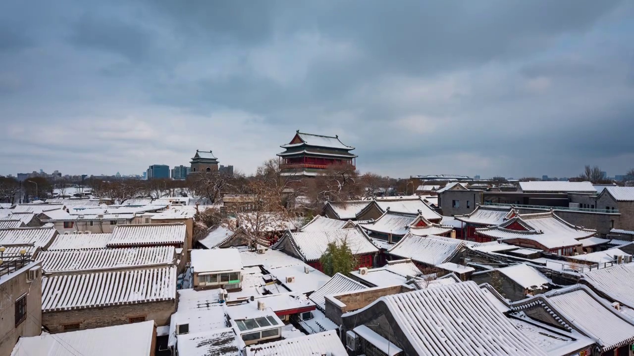 北京城市风景 雪景视频素材