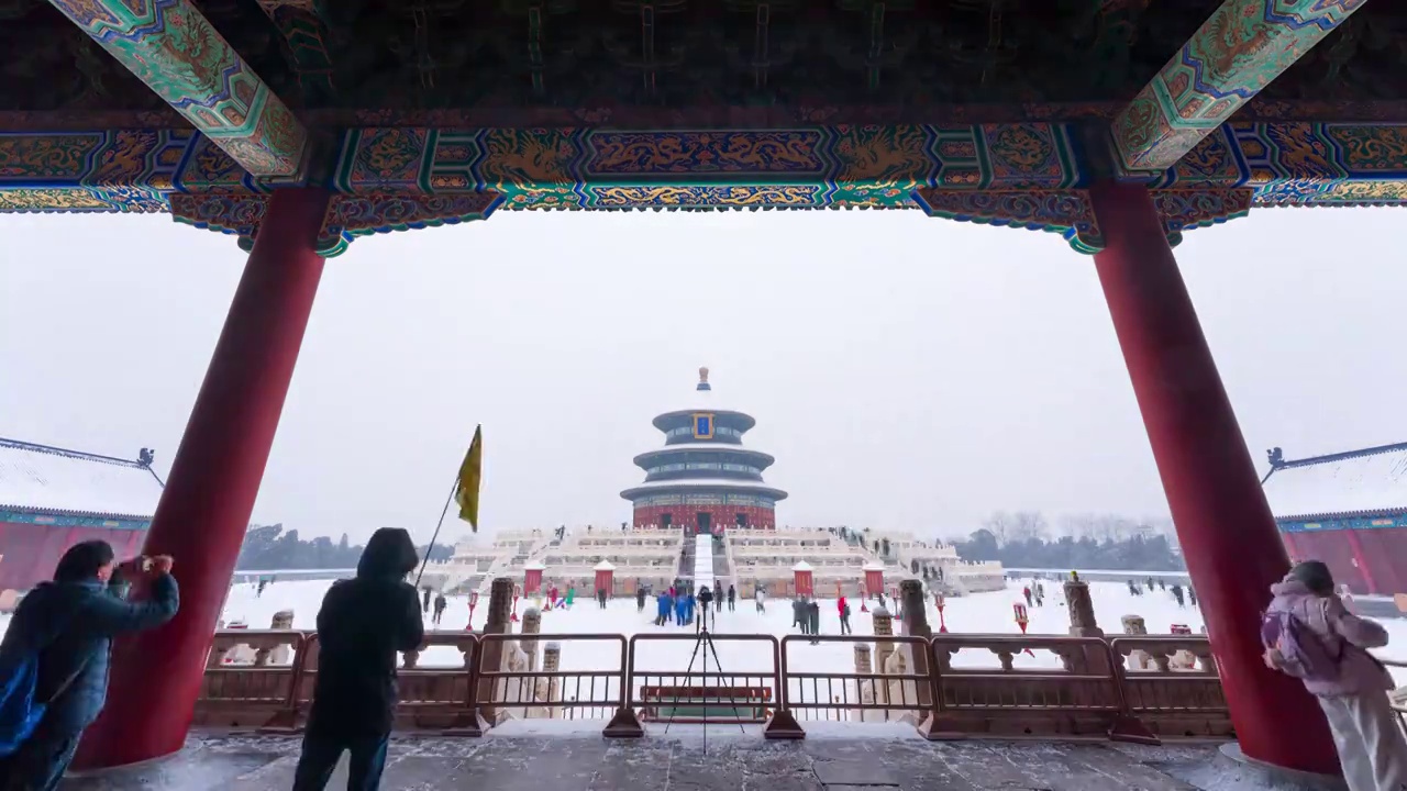 北京城市风景 雪景视频素材