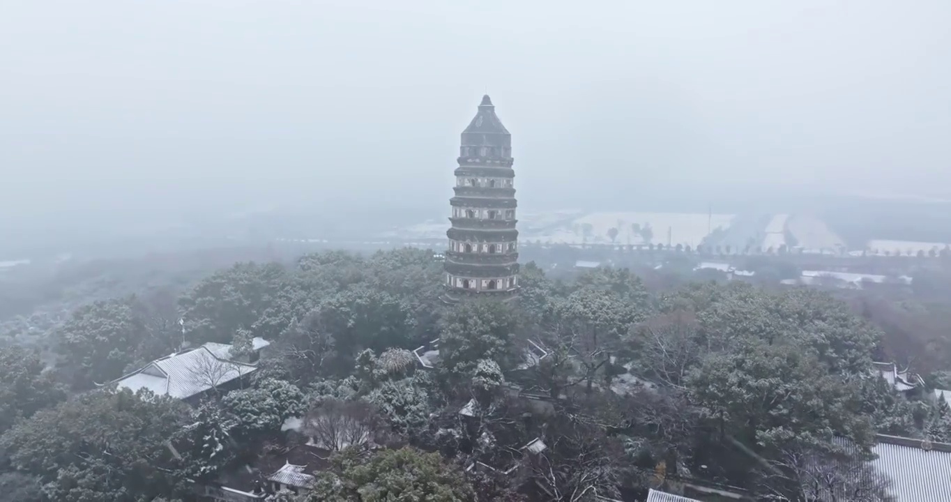 苏州虎丘风景名胜区冬季雪景视频素材