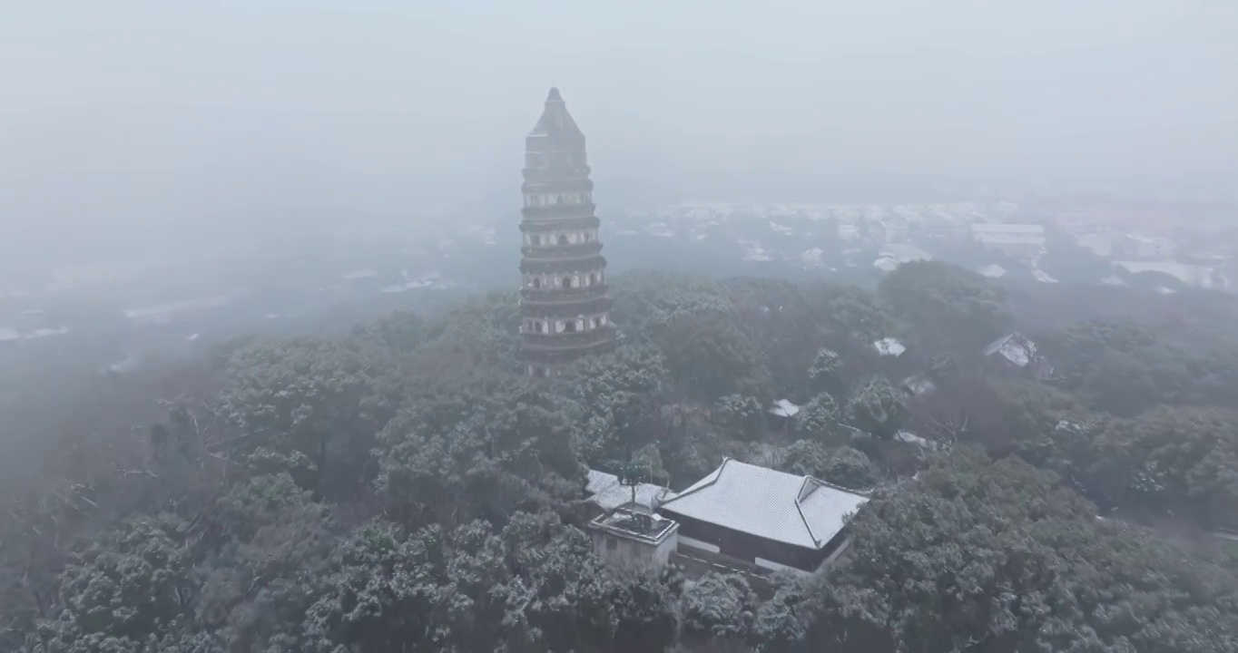 苏州虎丘风景名胜区冬季雪景视频素材