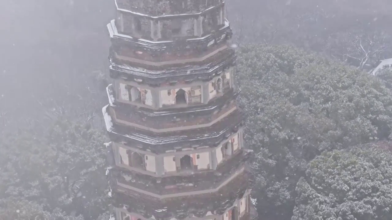 苏州虎丘风景名胜区冬季雪景视频素材