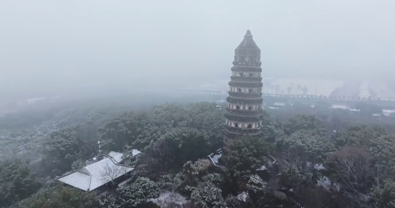 苏州虎丘风景名胜区冬季雪景视频素材