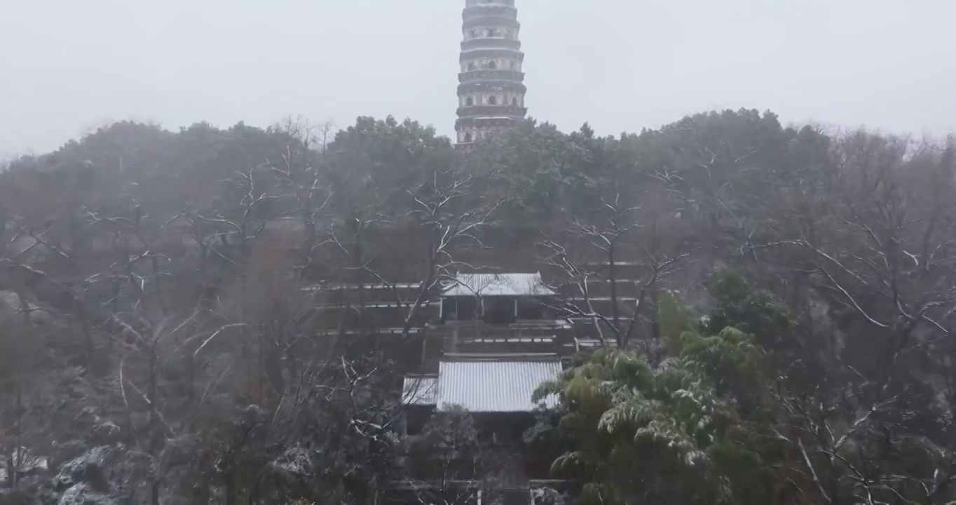 苏州虎丘风景名胜区冬季雪景视频素材