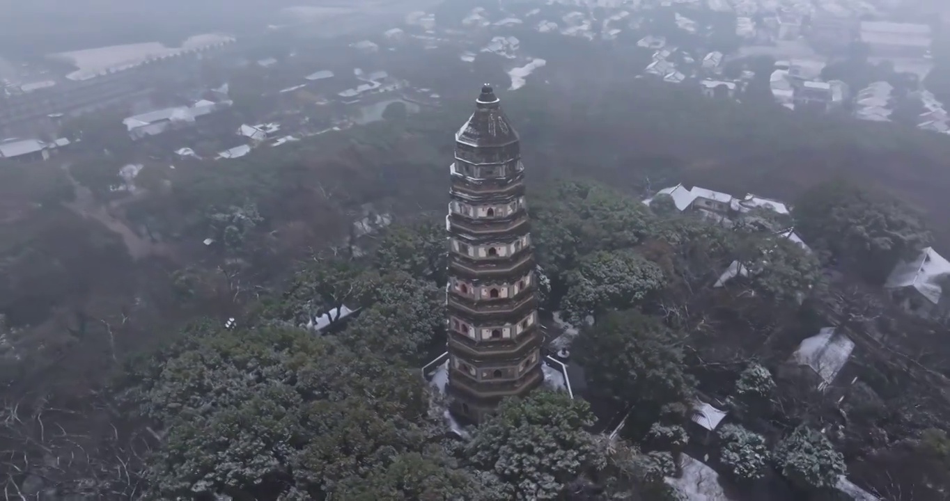 苏州虎丘风景名胜区冬季雪景视频素材