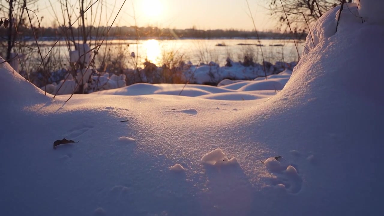 冬天唯美雪地特写视频素材