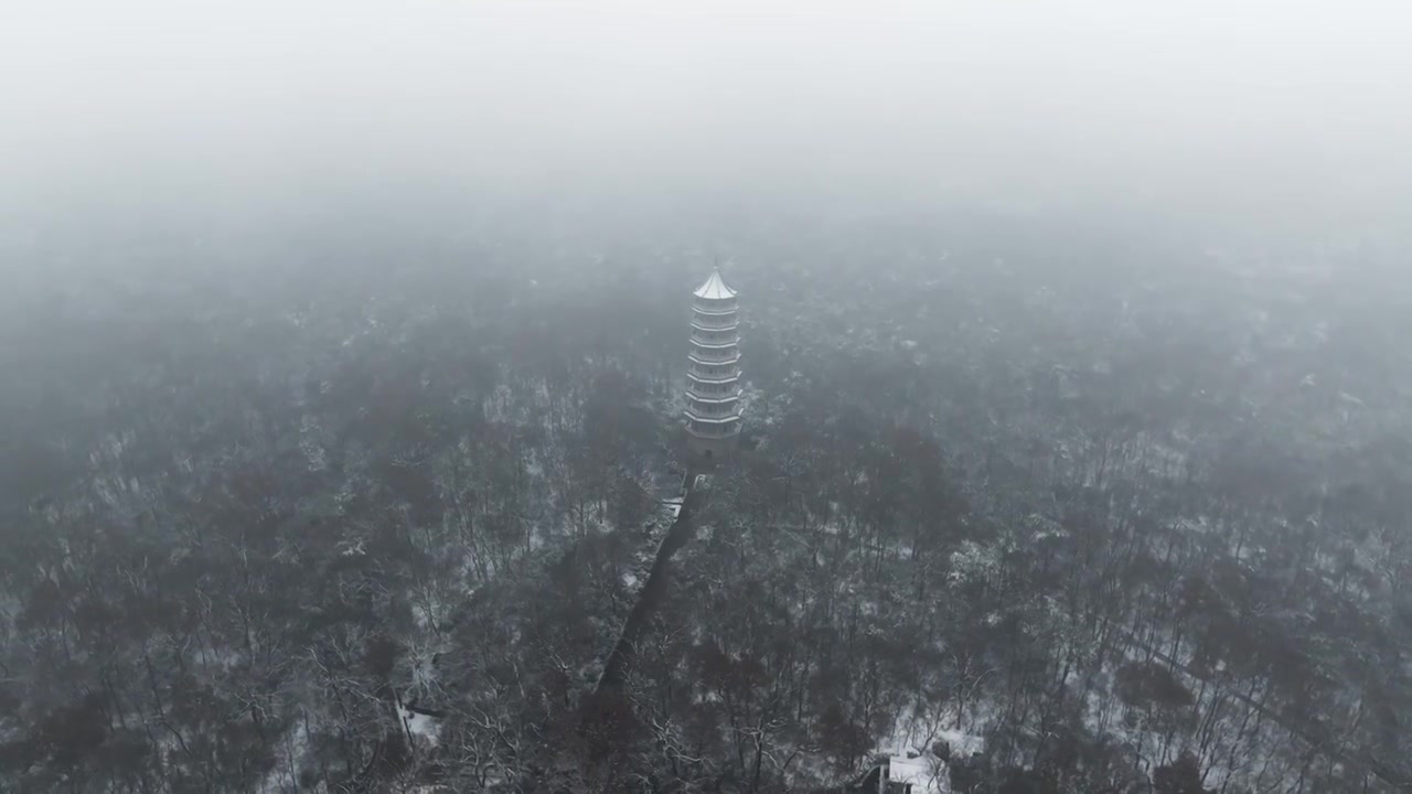 南京灵谷寺雪景视频素材