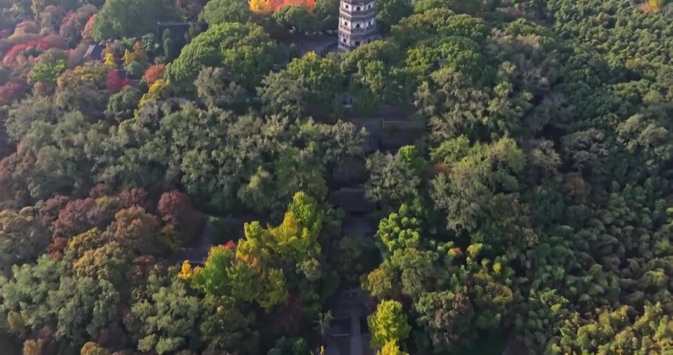 秋天的虎丘山风景名胜区航拍视频素材