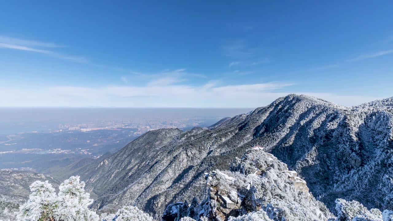 庐山观云亭雪景延时视频素材