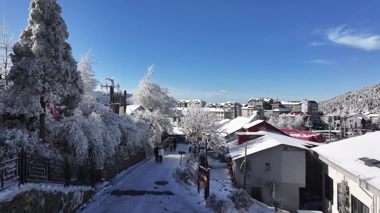 庐山雪景航拍视频素材