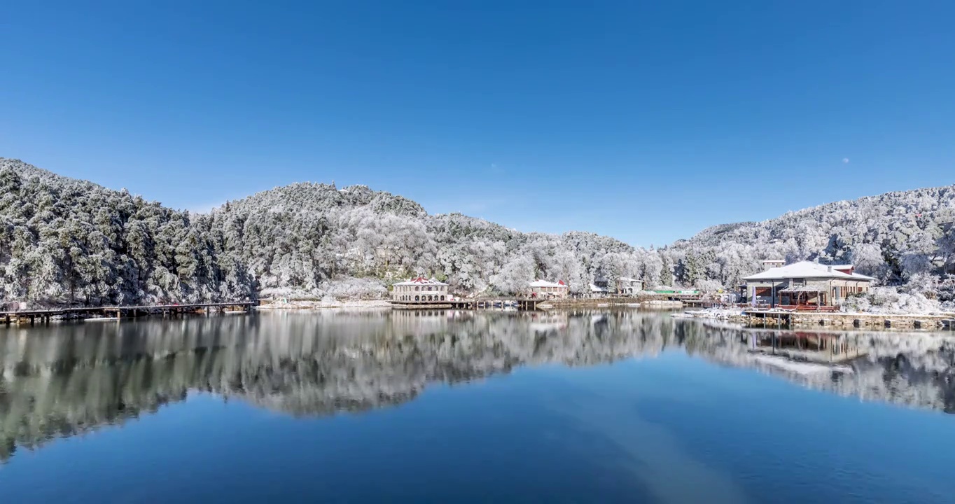 庐山风景区如琴湖雪后初霁延时视频素材