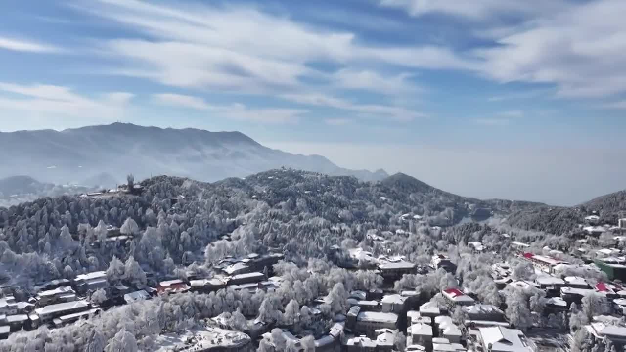 庐山雪景大师镜头航拍视频素材