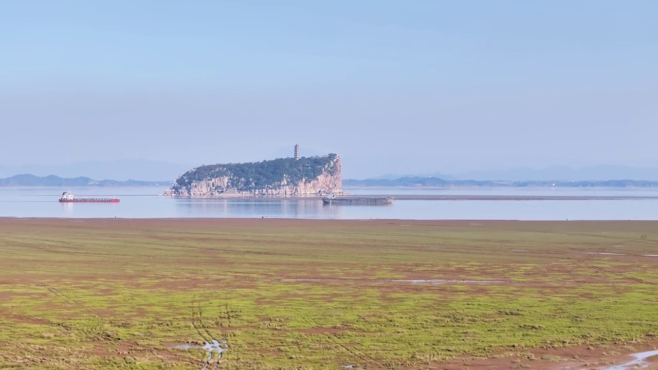 鄱阳湖鞋山特写航拍视频素材