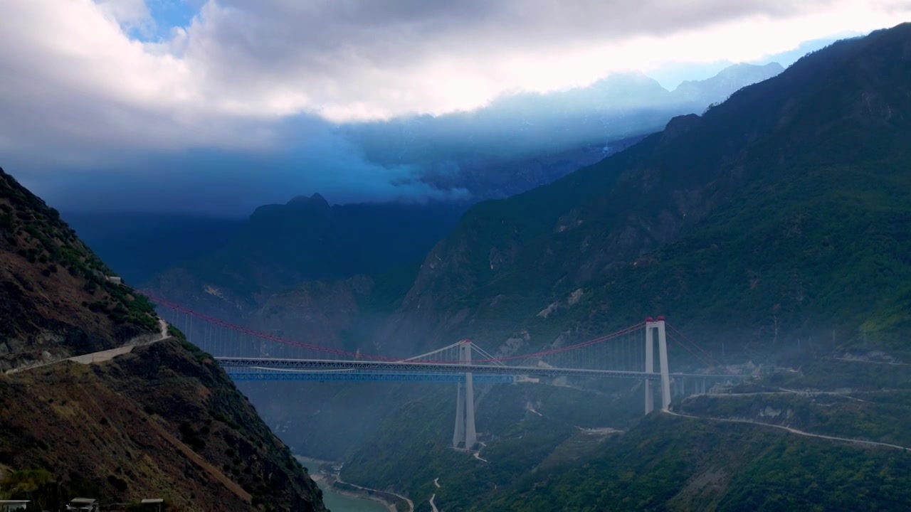 云南金沙江虎跳峡大桥视频素材