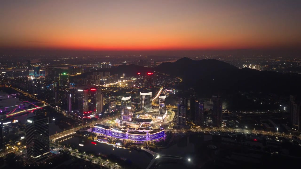 航拍广州南沙cocopark夜景视频素材