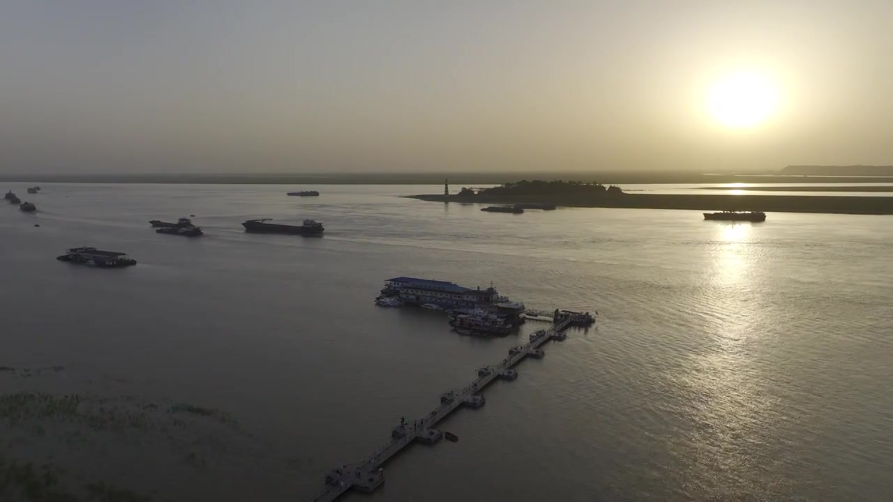 岳阳洞庭湖夕阳视频素材