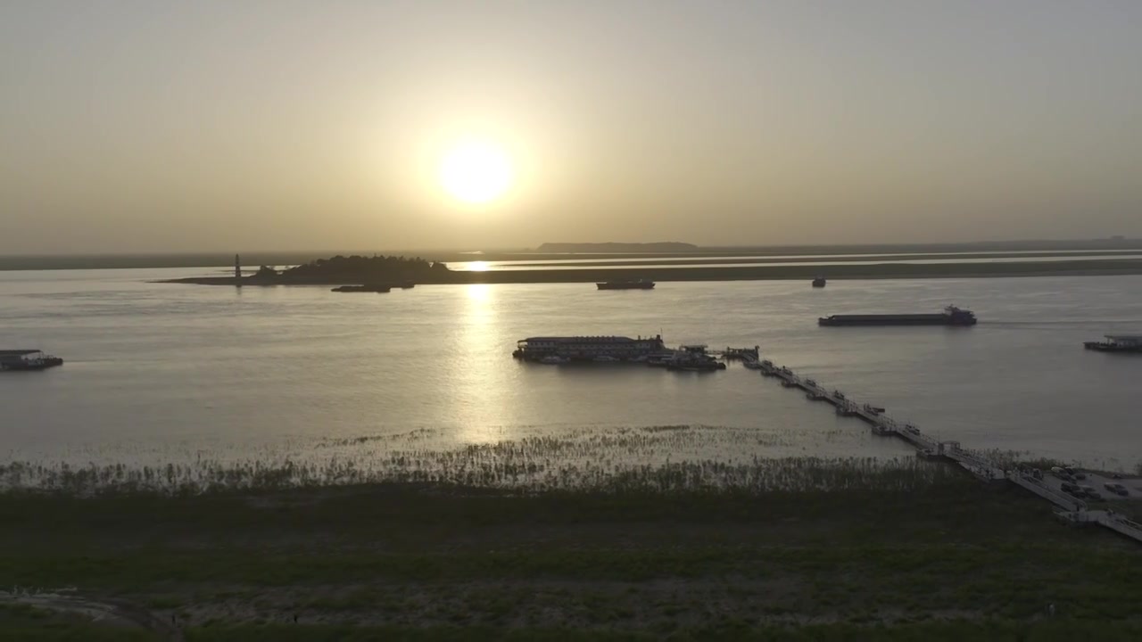 岳阳洞庭湖夕阳视频素材