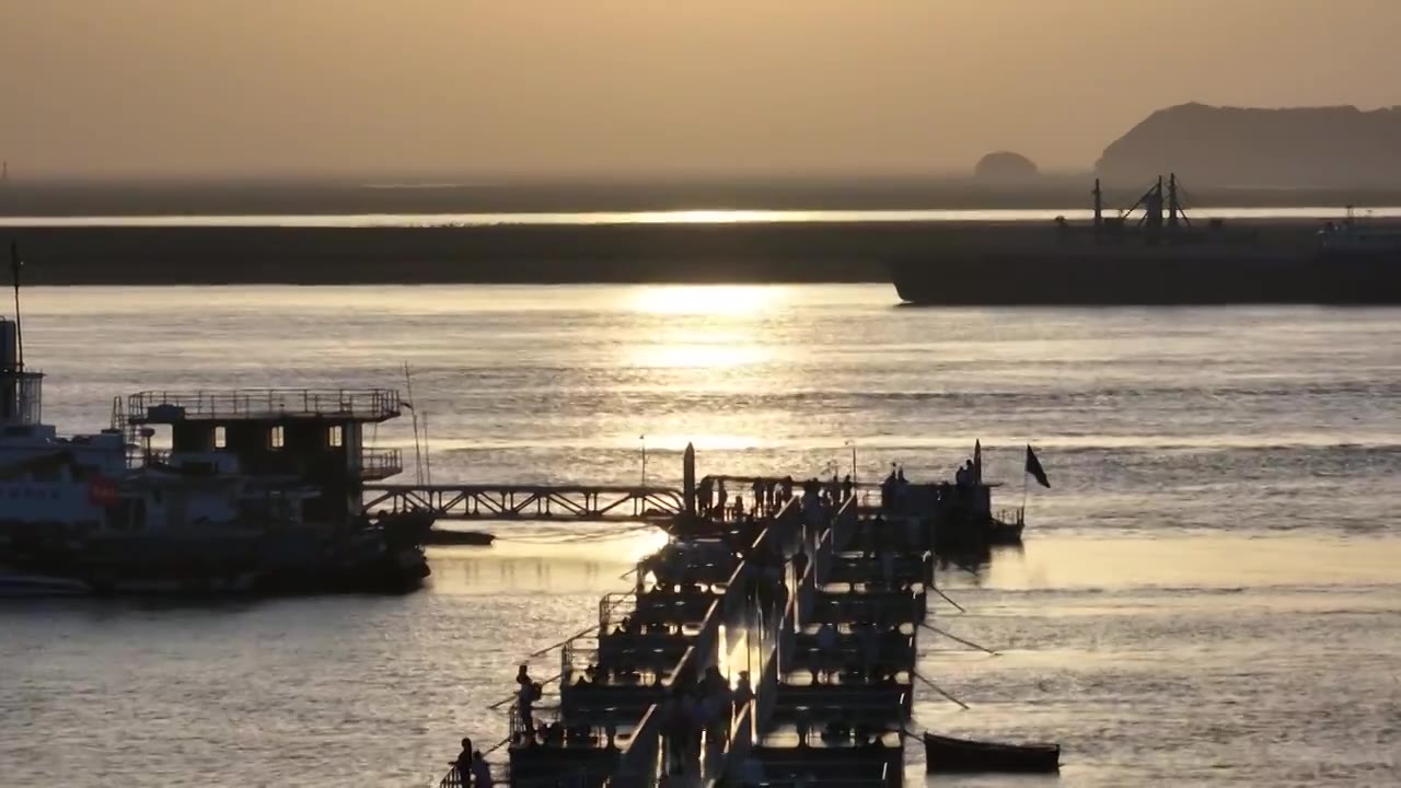 岳阳洞庭湖夕阳视频下载