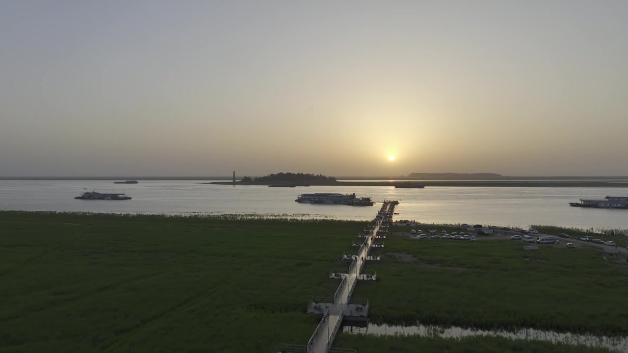 岳阳洞庭湖夕阳视频下载