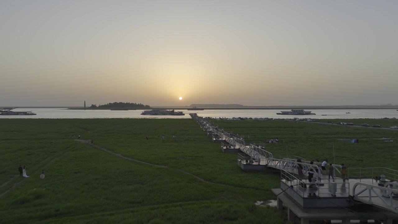 岳阳洞庭湖夕阳视频下载