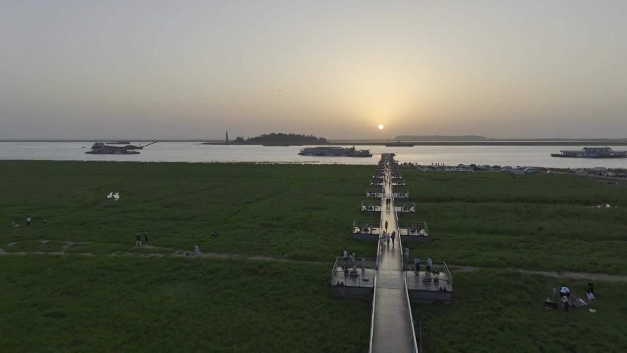 岳阳洞庭湖夕阳视频下载