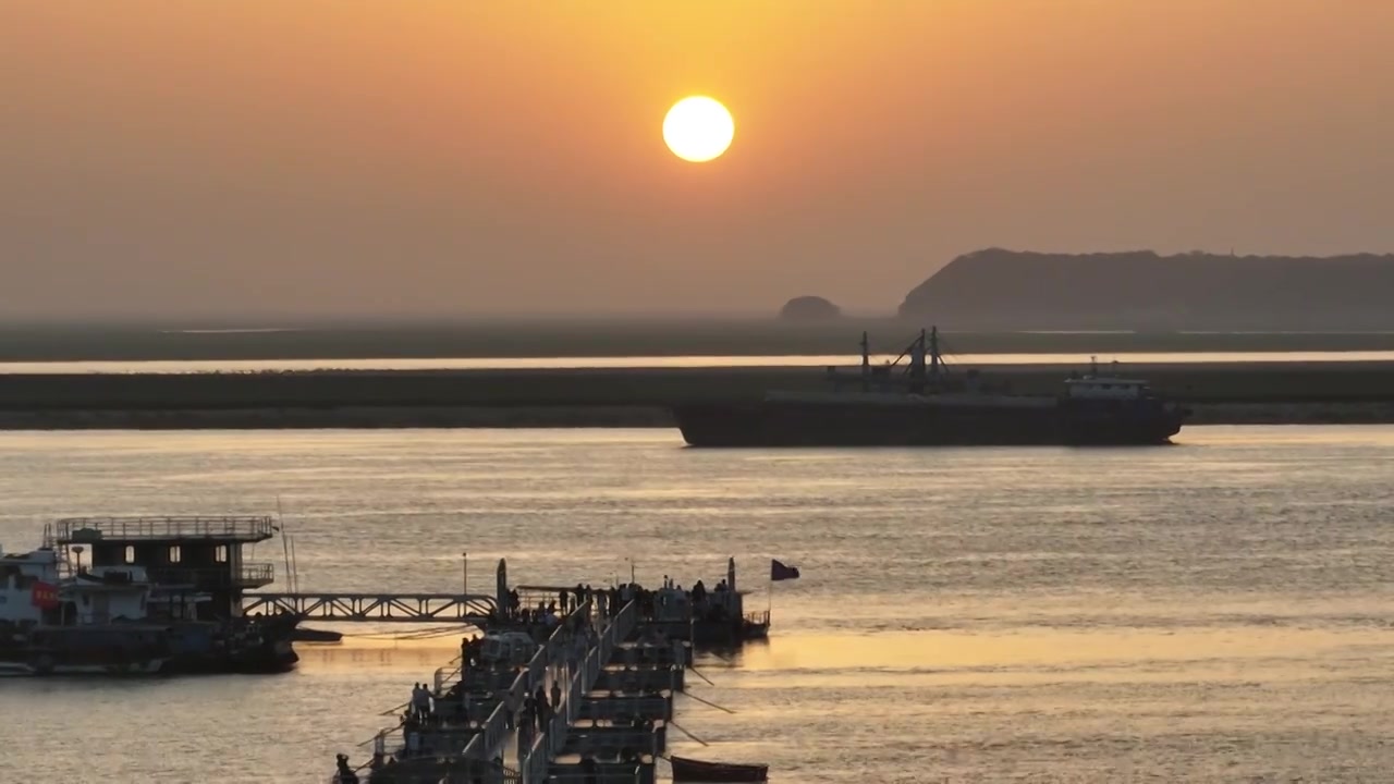 岳阳洞庭湖夕阳视频下载