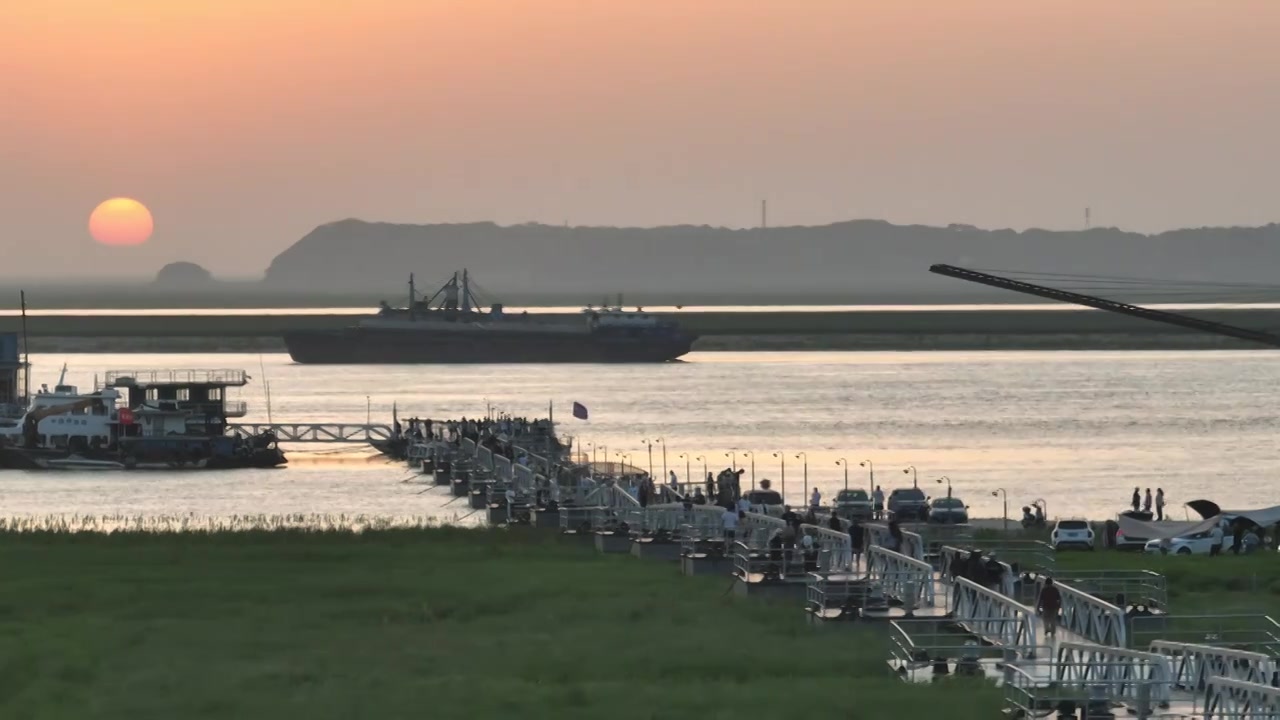 岳阳洞庭湖夕阳视频下载