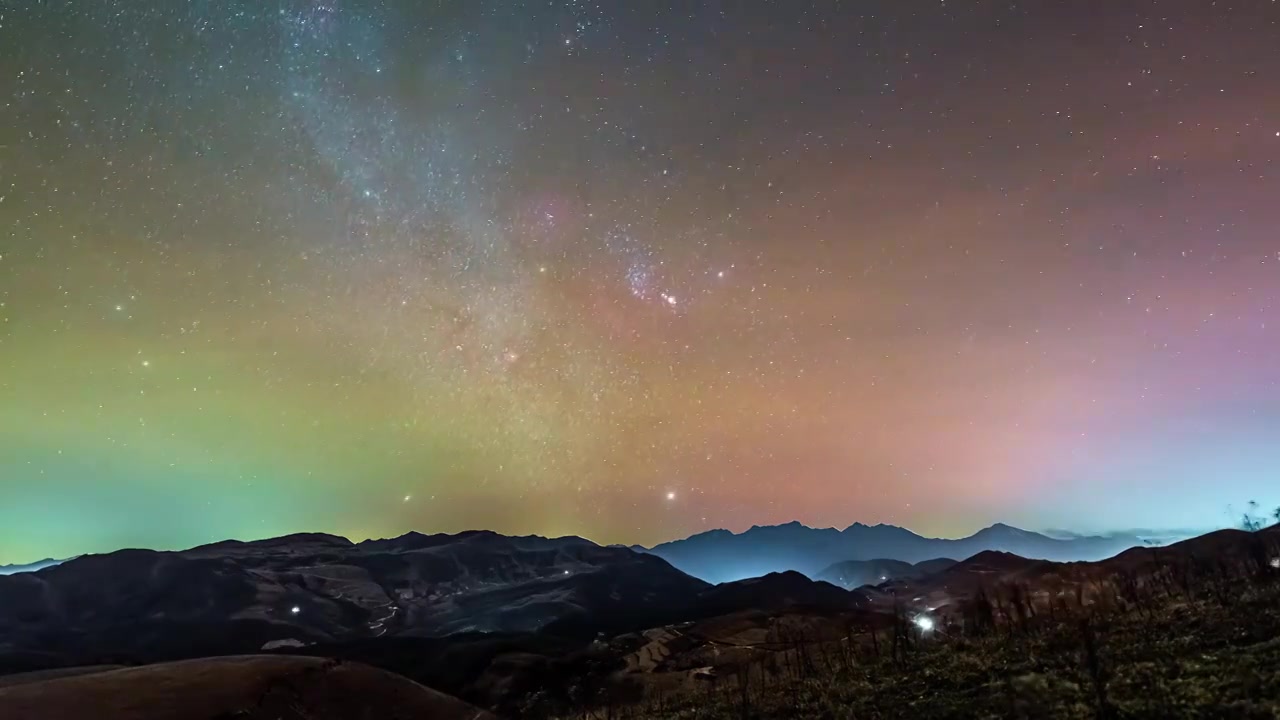 凉山州甘洛县冬季星空视频下载