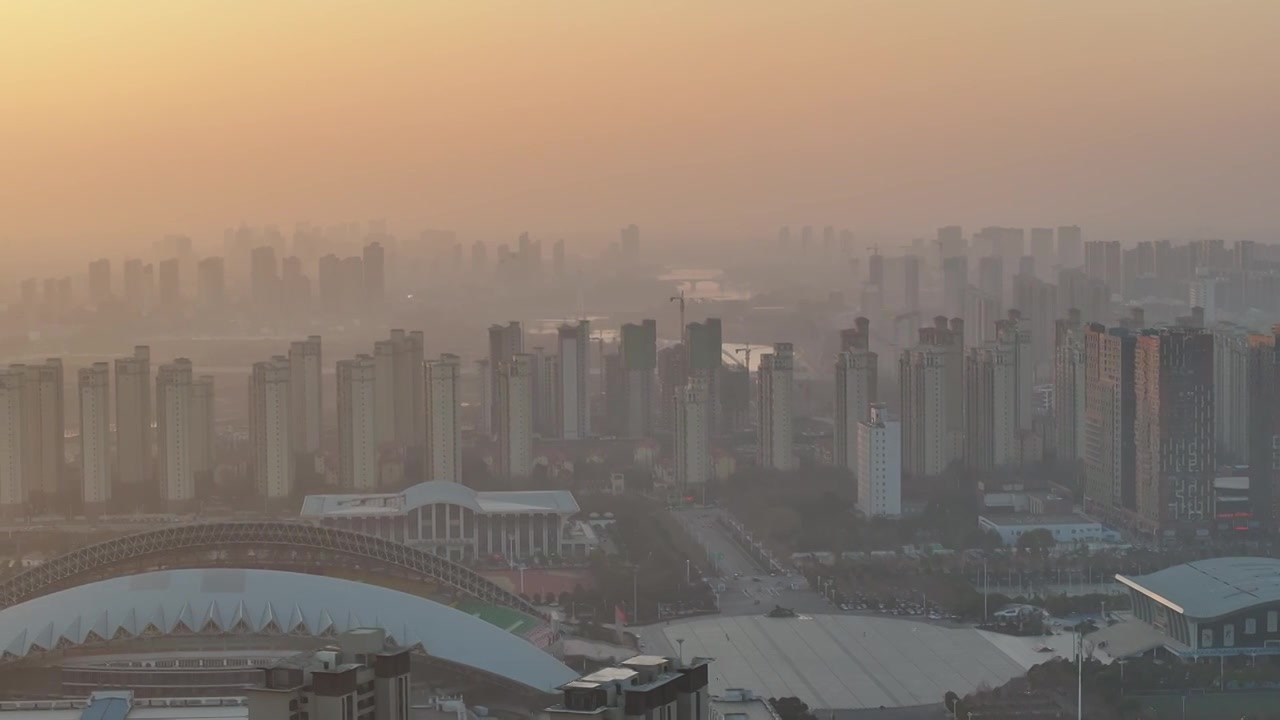 周口城市天际线日落视频素材