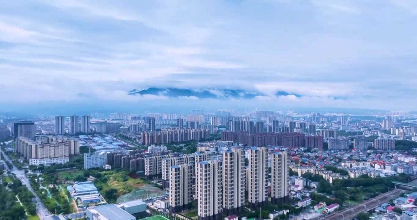 九江夏季雨后城景航拍延时视频素材