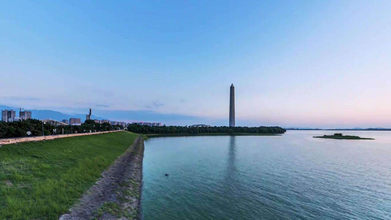 九江八里湖风景黄昏入夜延时视频素材