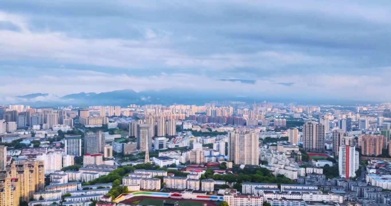 九江黄昏雨后城景航拍延时视频素材