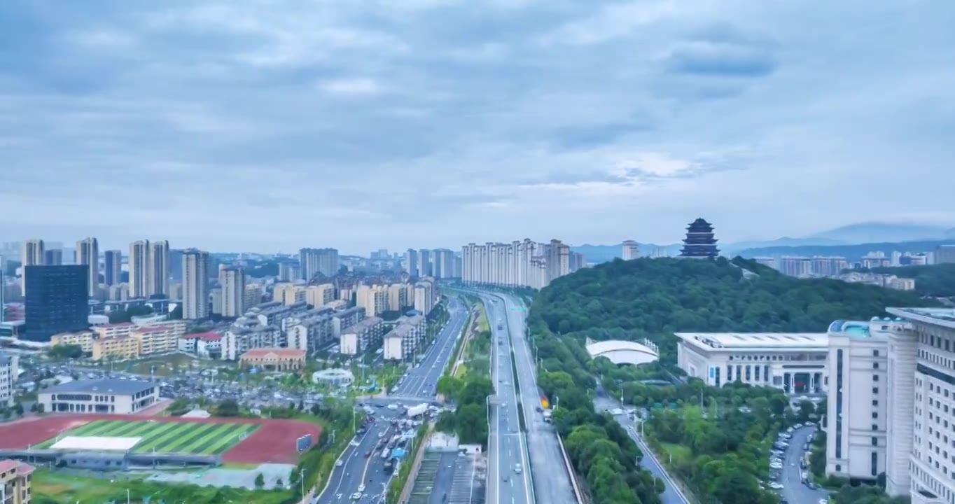 九江快速路南山公园段航拍延时视频素材