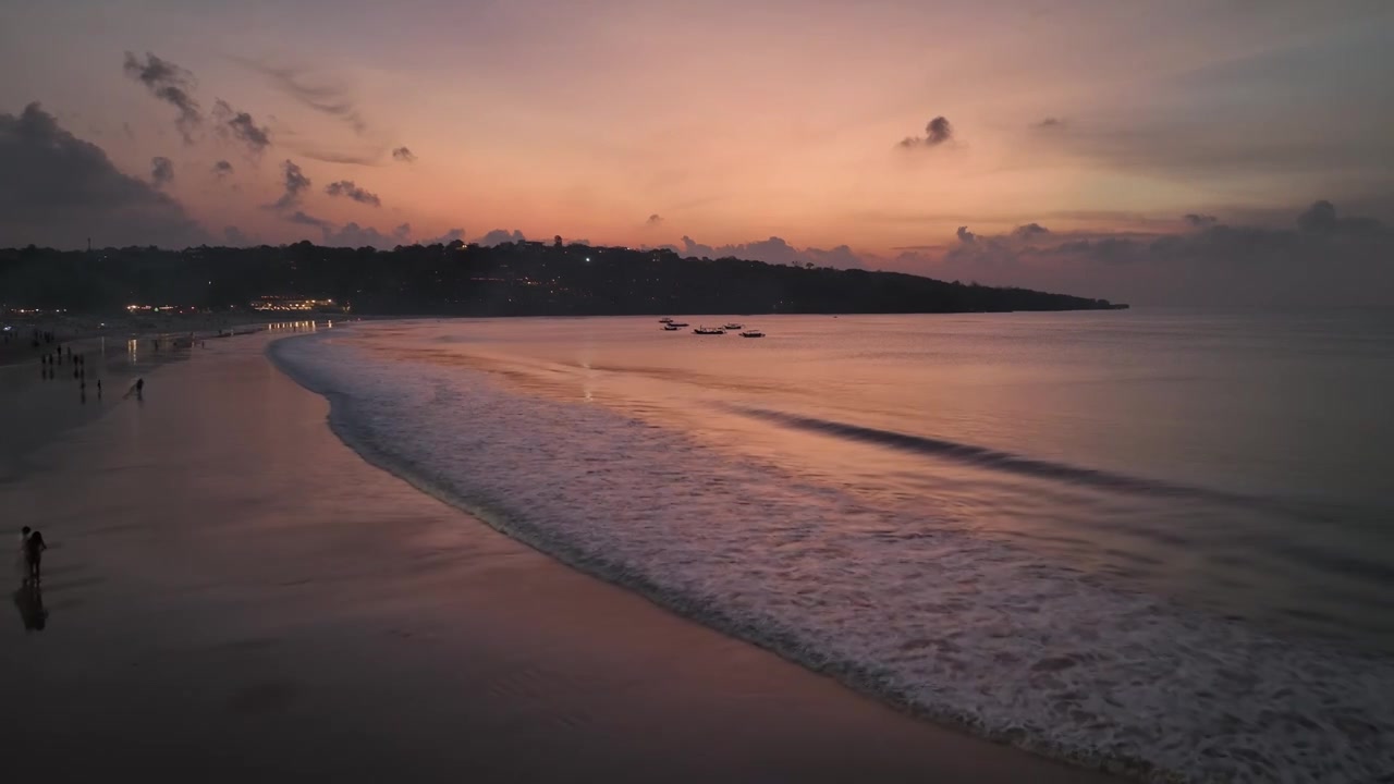 原创 印尼巴厘岛金巴兰海滩自然风光航拍视频素材