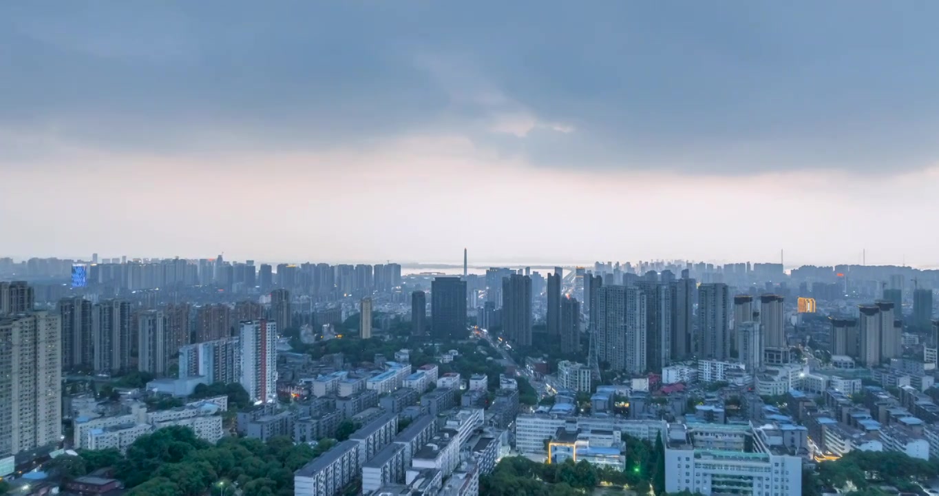 九江城市景观傍晚航拍延时视频素材