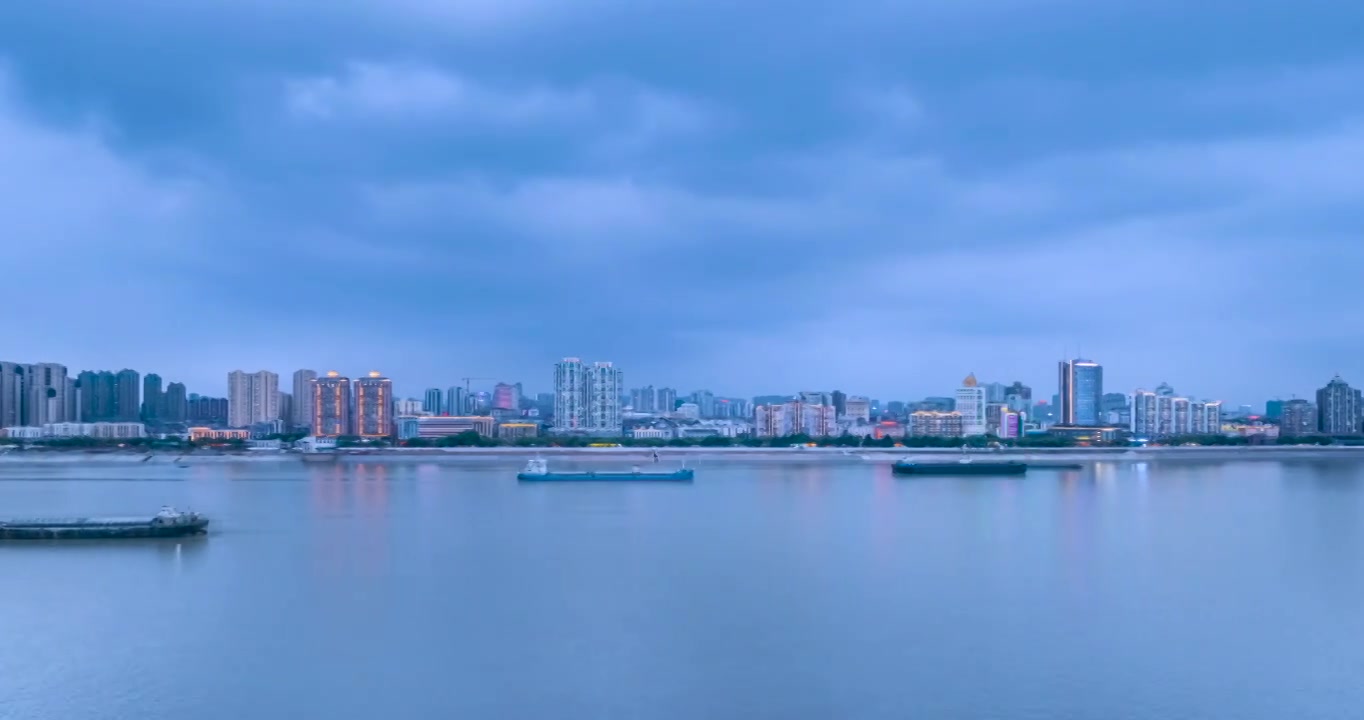 九江雨后岸线傍晚航拍延时视频素材