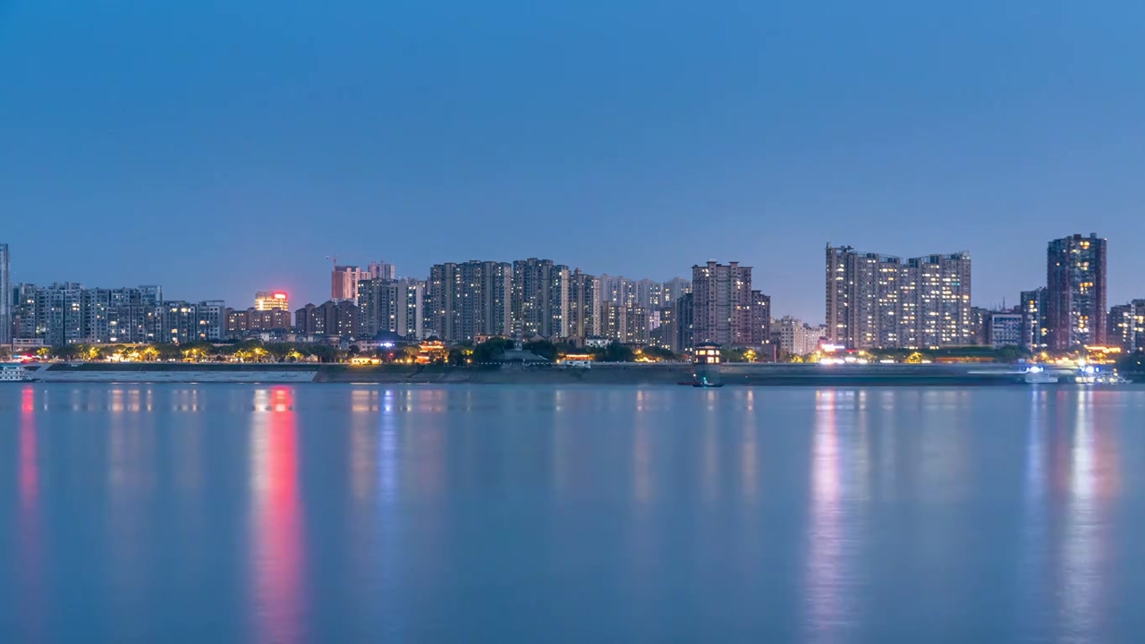 九江浔阳江夜景延时视频素材