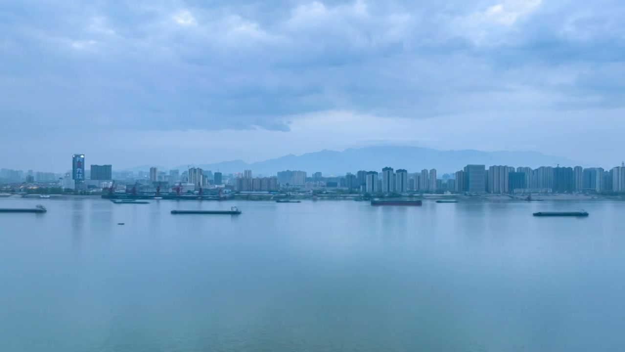 九江市江畔风景航拍延时视频素材