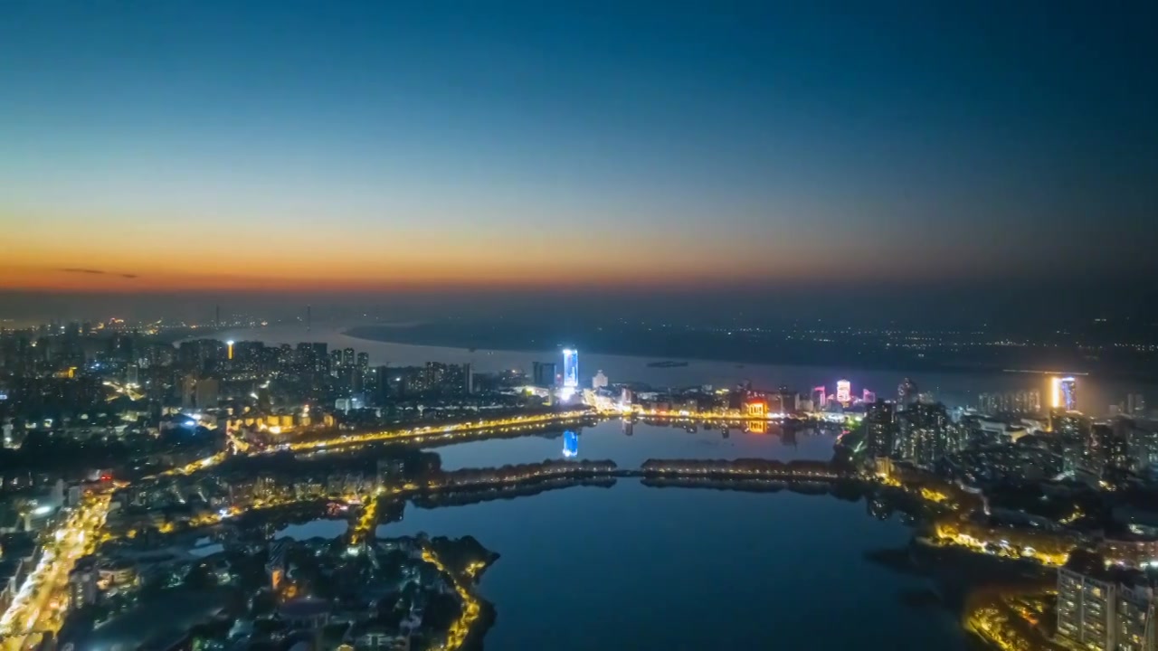 九江冬日夜景航拍延时视频素材