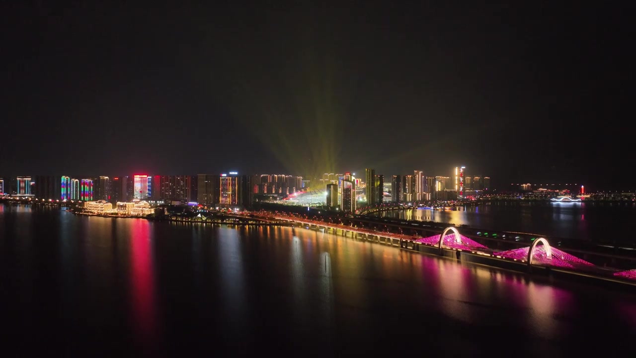 九江八里湖夜景航拍视频视频素材