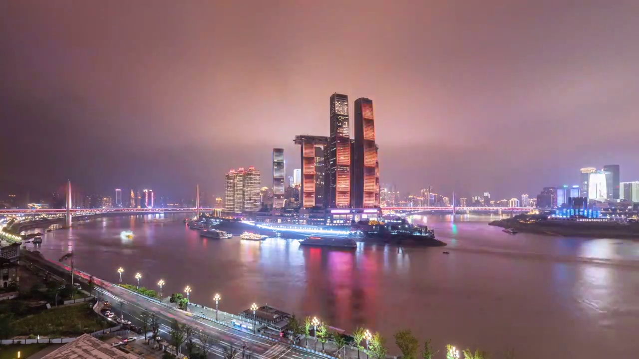 重庆朝天门两江夜景延时视频素材