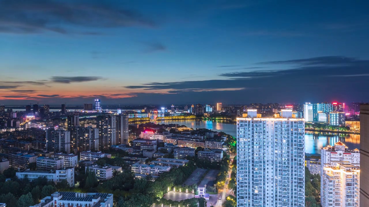 九江盛夏夜景延时视频素材