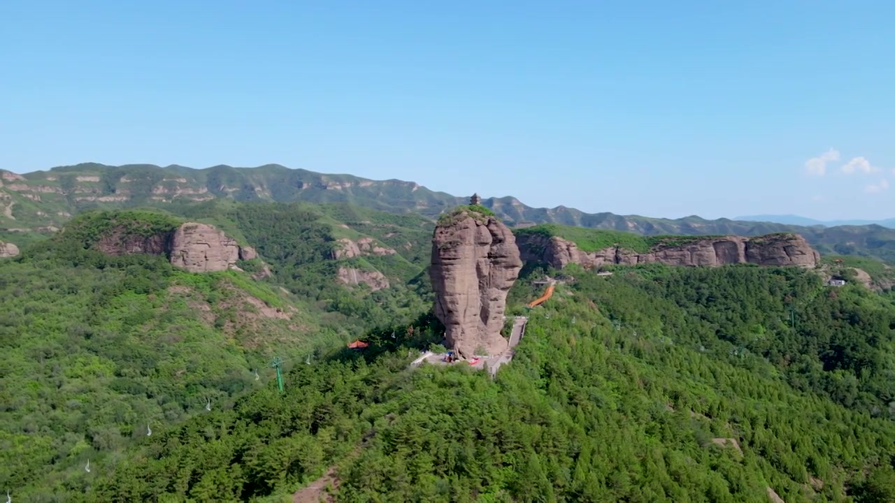 中国河北承德市 双塔山 夏天晴天风景航拍4k视频视频素材