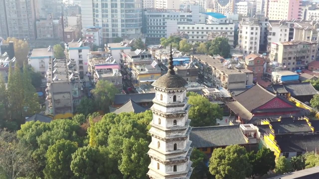 九江能仁寺大胜宝塔航拍视频素材