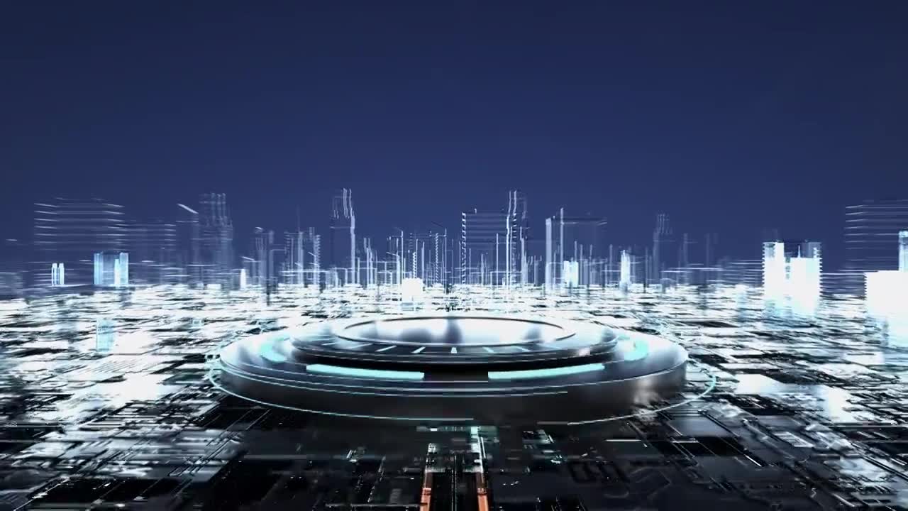 科技转盘舞台背景，三维图形视频素材画面1