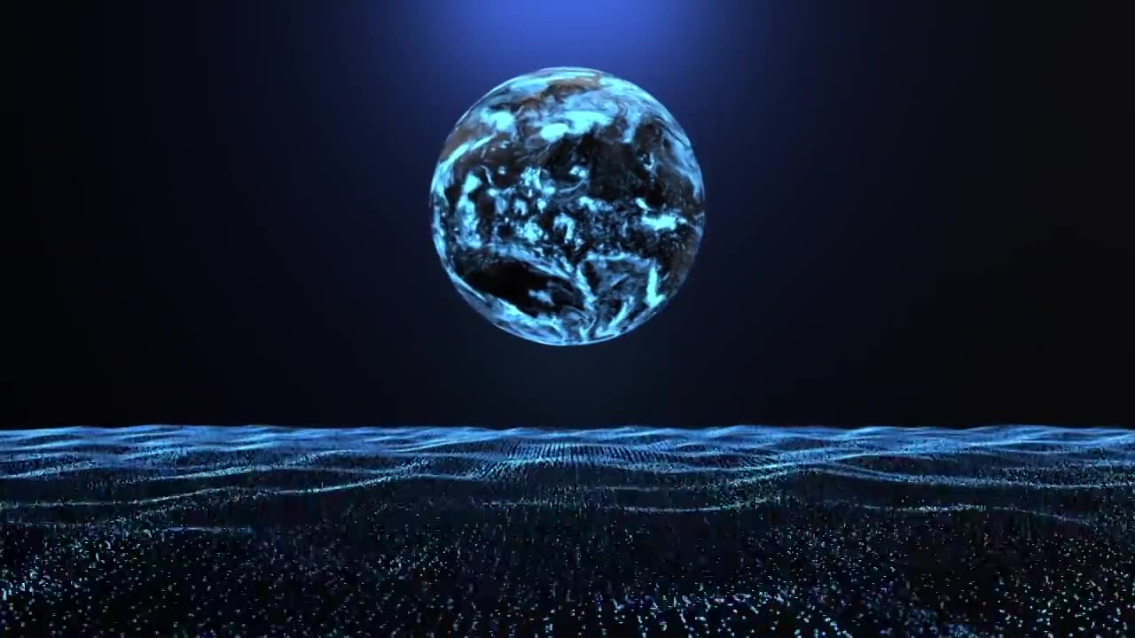 旋转的地球和网络大数据，三维科技动画特效视频素材画面1