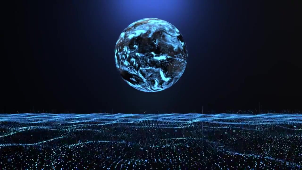 旋转的地球和网络大数据，三维科技动画特效视频素材画面4