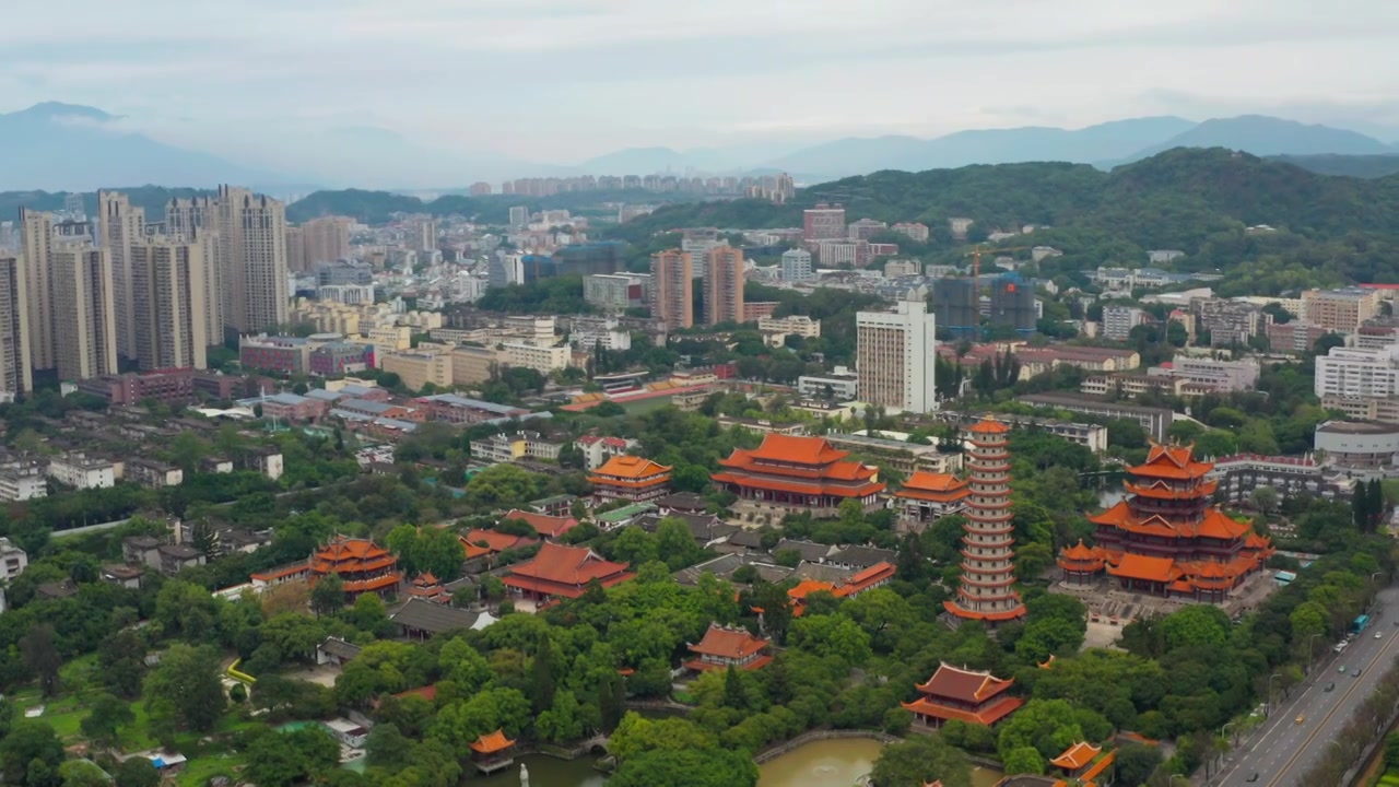 航拍福州西禅寺视频素材