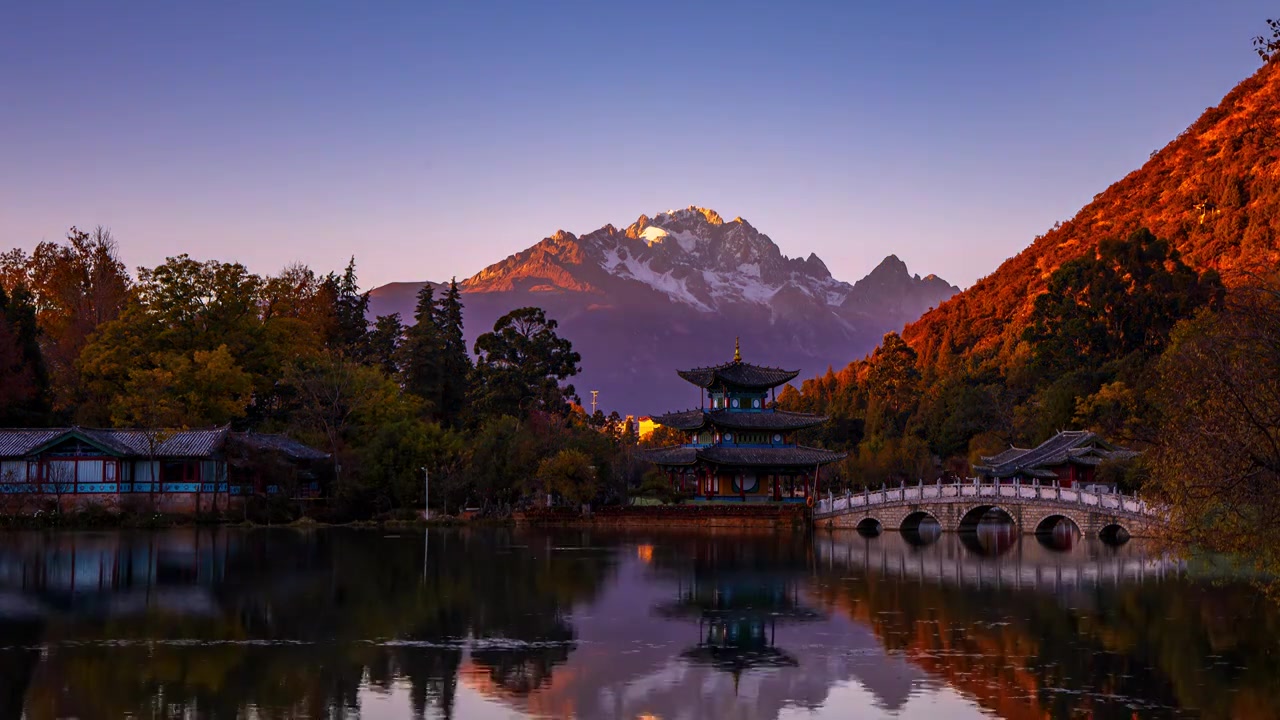 玉龙雪山日落视频素材