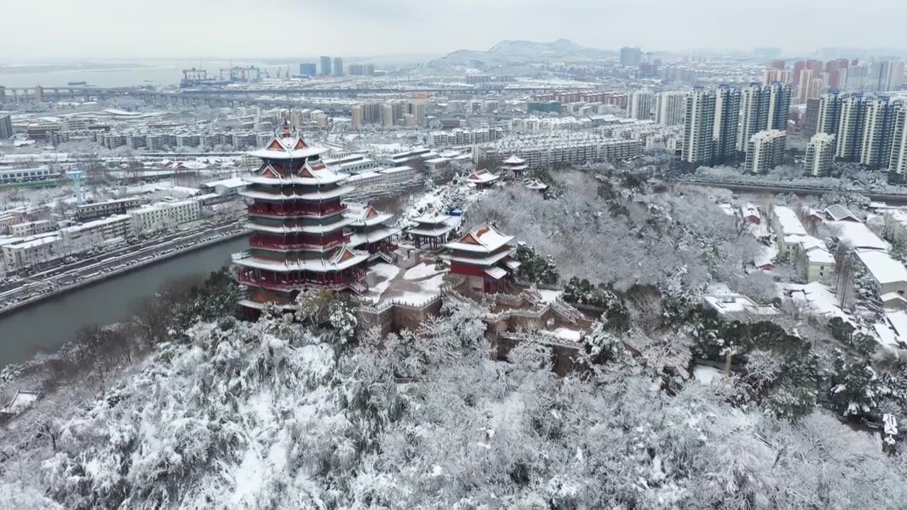 阅江楼冬季雪景视频下载