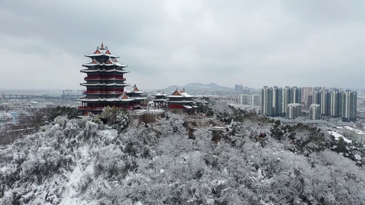 阅江楼冬季雪景视频下载